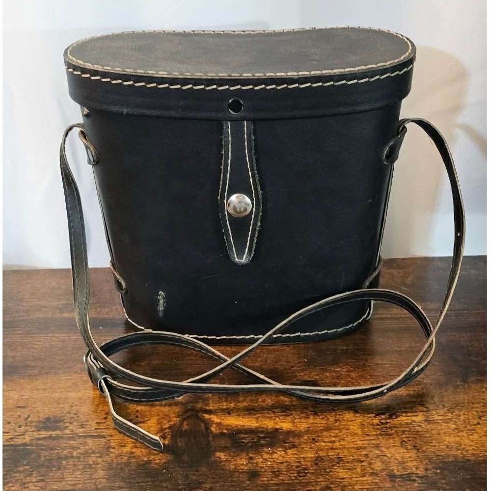 Vintage Black Binocular Case Hard Shell Snap Closure Hong Kong